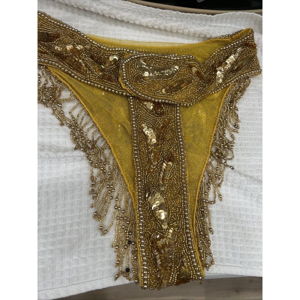 Thong Style Belly Dance Costume Sequin Hip Scarf Belts Tassel Beads Waist Chain